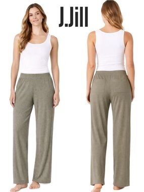 J Jill Pure Jill Affinity French Terry knit olive wide leg pull on slouchy pants